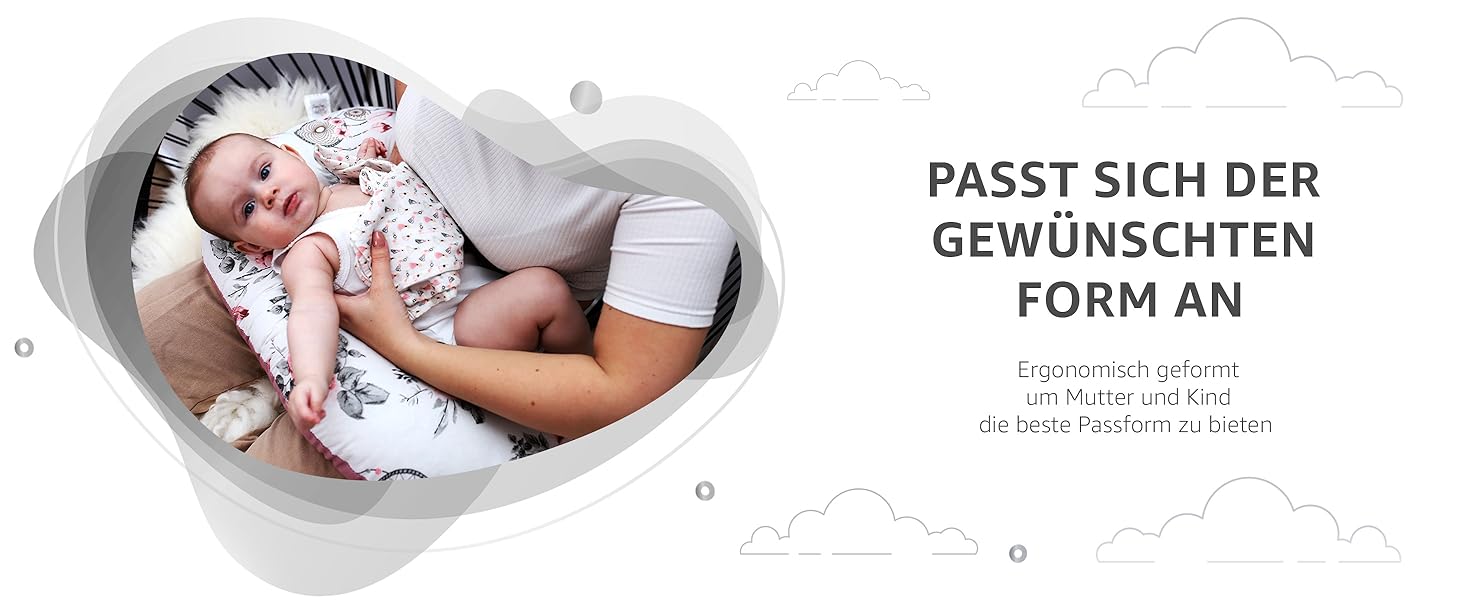 Подушка для годування Totsy Baby Stillkissen Mond Minky 130 см Оленя Сіра (Oeko-Tex) - підтримка для годування груддю
