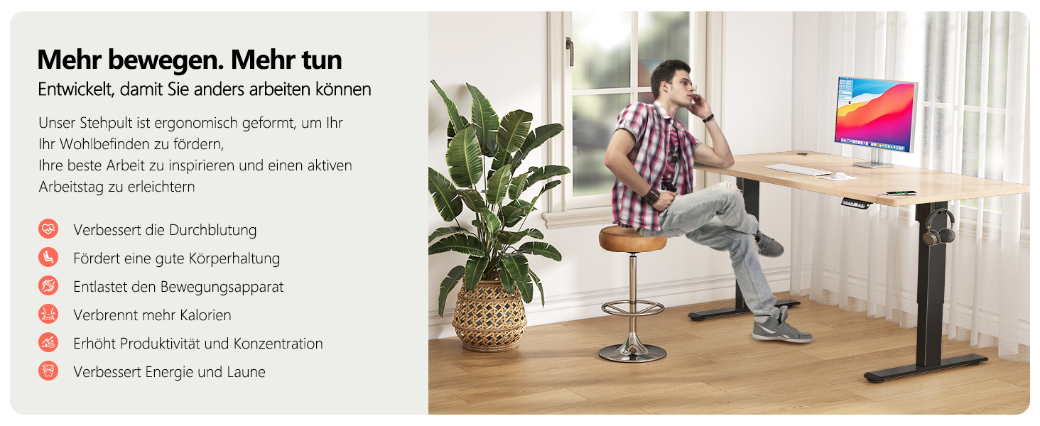 Регульований стіл Flamaker: електричний, з пам'яттю, для офісу та дому, 140 x 70 см, коричневий (бежево-чорний)