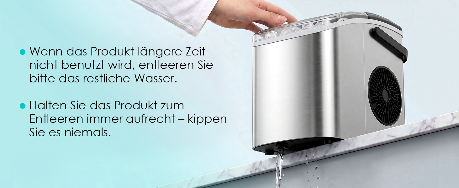 Льодогенератор побутовий Eiswürfelmaschine 12 кг/24год, 2 розміри льоду, нержавіюча сталь, самоочищення, для кухні, офісу, бару, вечірок
