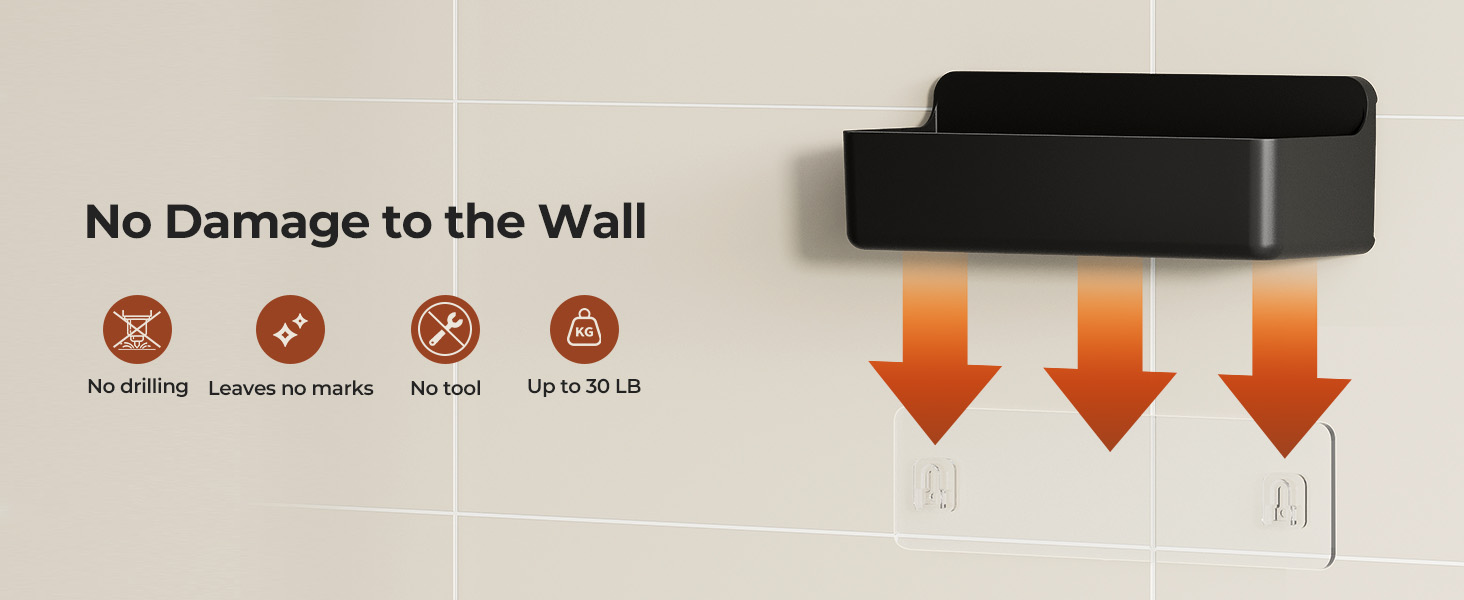 Поличка для душу Orimade без свердління, нержавіюча сталь, 5 шт., тримач для шампуню, велика місткість, чорний ABS пластик, 5 шт.