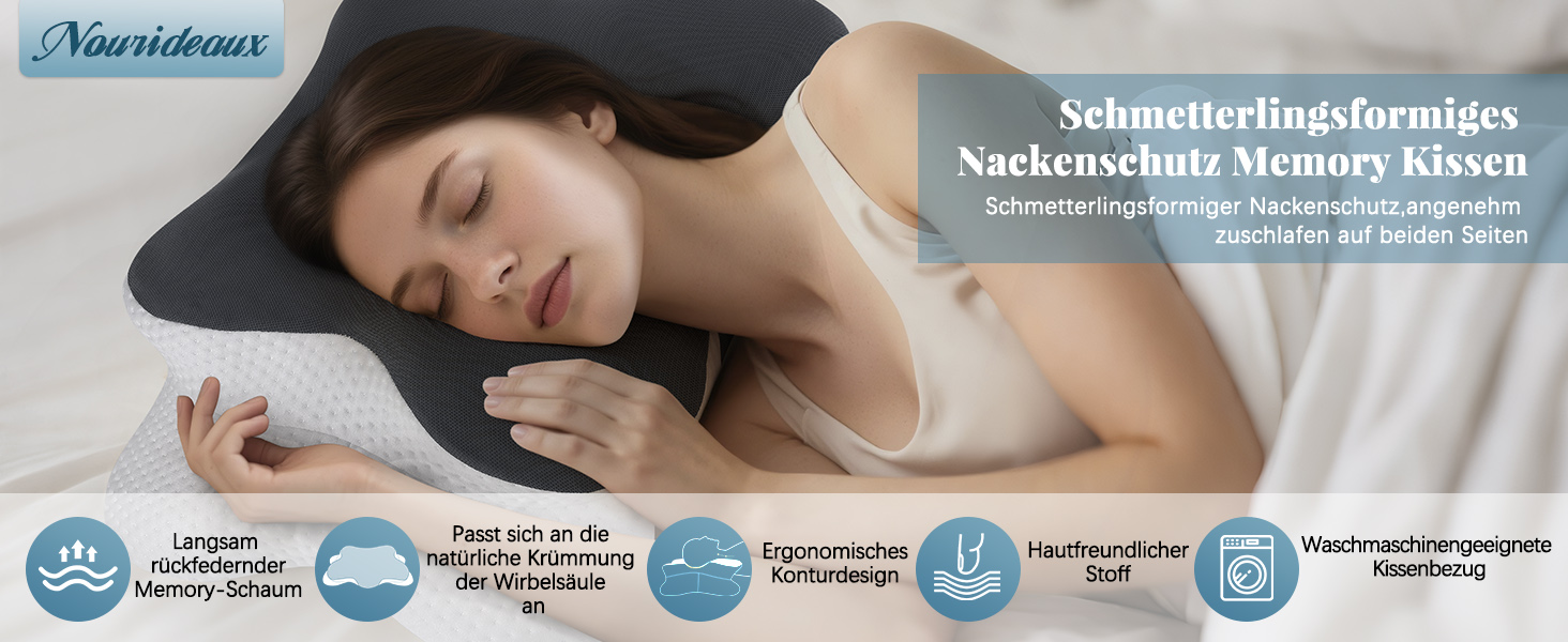 Ергономічна ортопедична подушка з ефектом пам'яті (Memory Foam) для підтримки шиї та сну на боці, темно-сіра