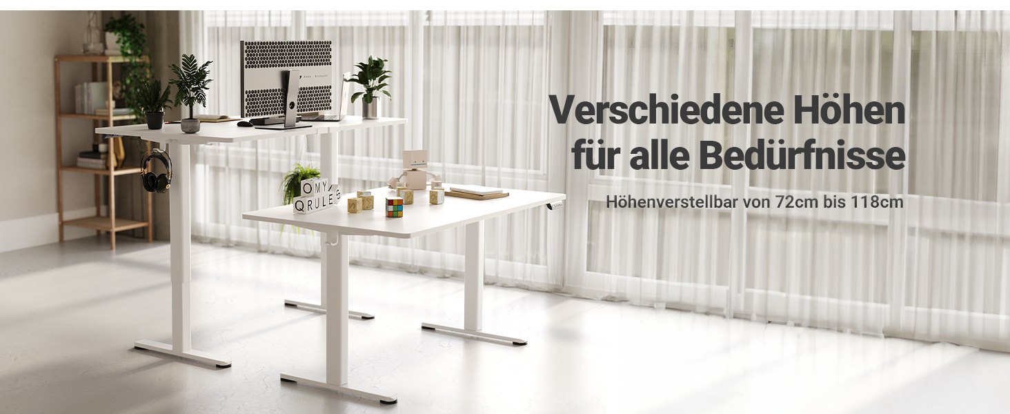 Регульований стіл Claiks 160x80 см (FSC®), 80 кг, 3 пам'яті, для дому/офісу, білий