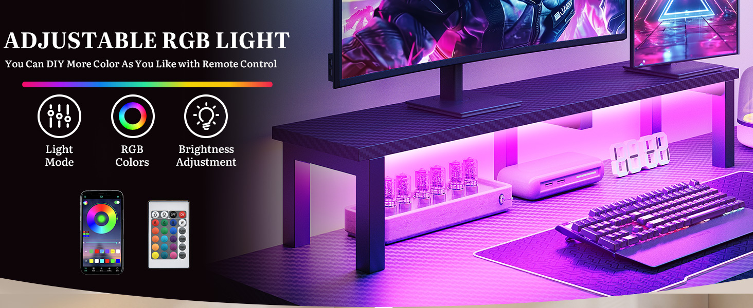 Ігровий кутовий стіл YITAHOME з розетками та LED підсвіткою, 150x100x150 см, чорний - стіл для комп'ютера з полицями та підставкою під монітор для дому/офісу