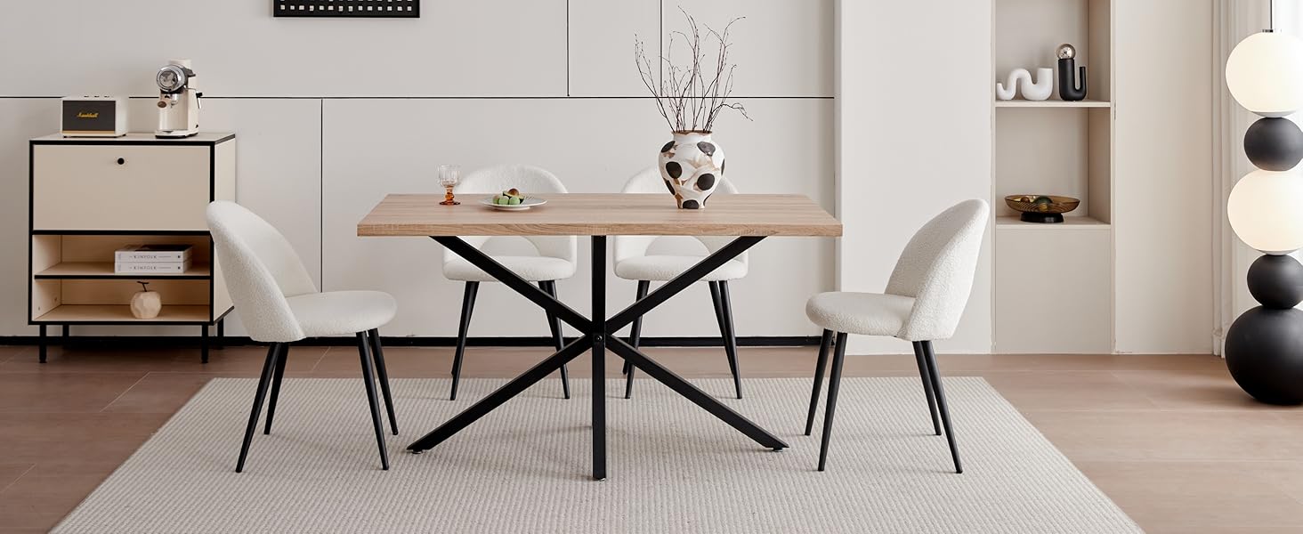 Сучасний прямокутний стіл з МДФ-плитою та чорними металевими ніжками, для вітальні або кухні, 140x78x77 см, темний дуб, структура темного дуба