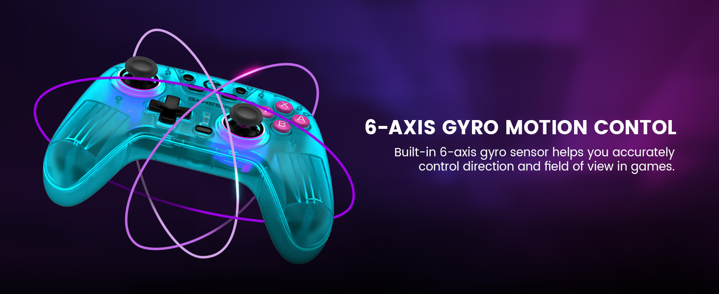 GameSir Nova Lite: Бездротовий контролер з трирежимним підключенням для PC, Switch, Steam, iOS, Android, з тригерами Hall-ефекту, DualVibration, Turbo, рухом (фіолетовий)