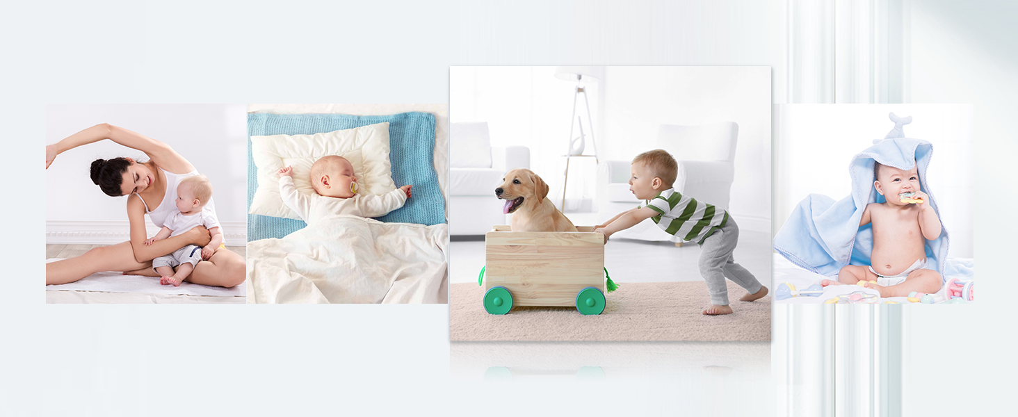 Відеоняня Blemil з 2 камерами, 4.3'' IPS монітором Split-Screen, зумом 2X та акумулятором на 29 годин, функція повороту та нахилу (без Wi-Fi)