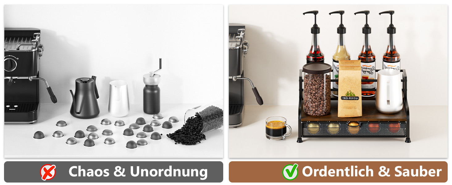 Трирівнева підставка для капсул Nespresso Vertuo з шухлядою, 40 капсул, органайзер для кави на кухню