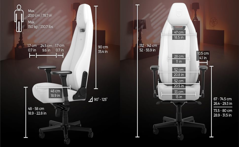 Крісла Legend TX Gaming Chair Anthracite, 150 кг, 4D підлокітники, Leatherette, White Edition