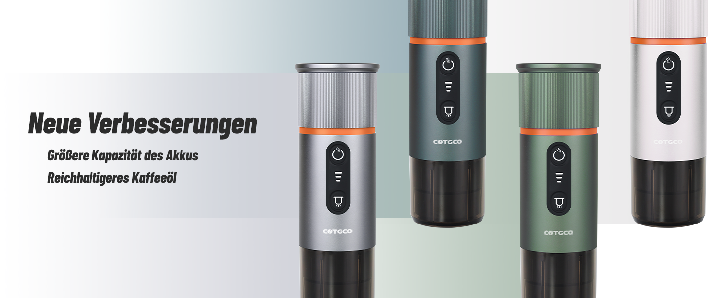 Портативна кавомашина для еспресо COTGCO 20 bar з акумулятором 13500mAh | Сумісна з капсулами Nespresso | Для кемпінгу, авто, офісу - сірий колір