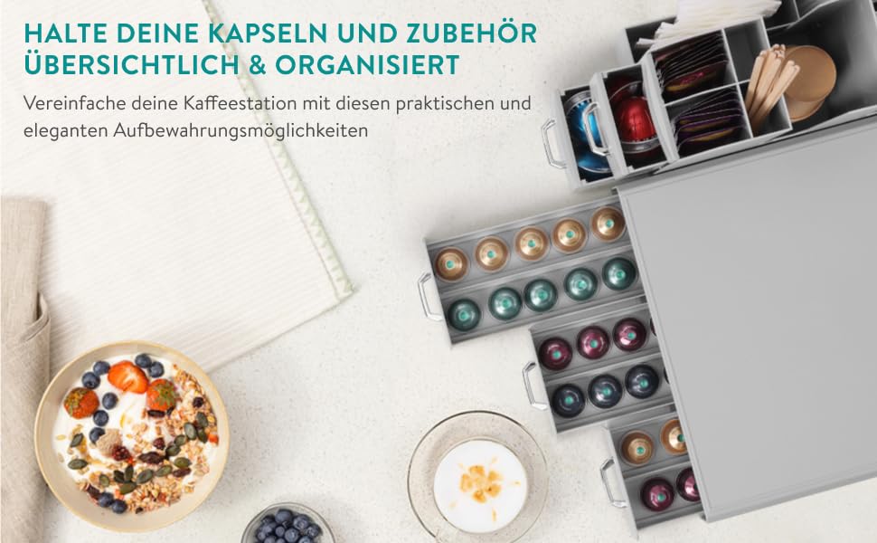 Тримач для капсул кави Navaris - органайзер для Nespresso капсул - контейнер для капсул різних розмірів - сірий