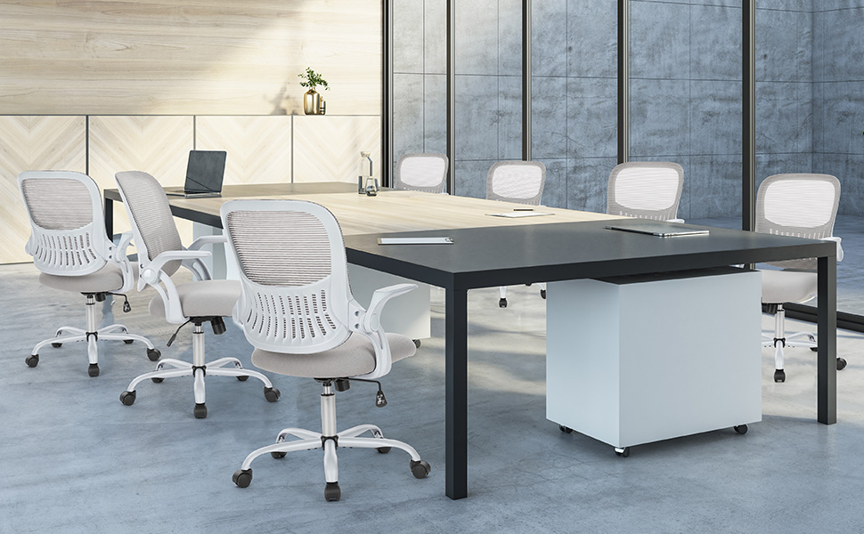 Офісний стіл Sweetcrispy з регульованими підлокітниками, ергономічний стілець для офісу, з підтримкою попереку, регульована висота, поворотний на 360°, з м'яким сидінням, чорний (сірий, регульовані підлокітники)