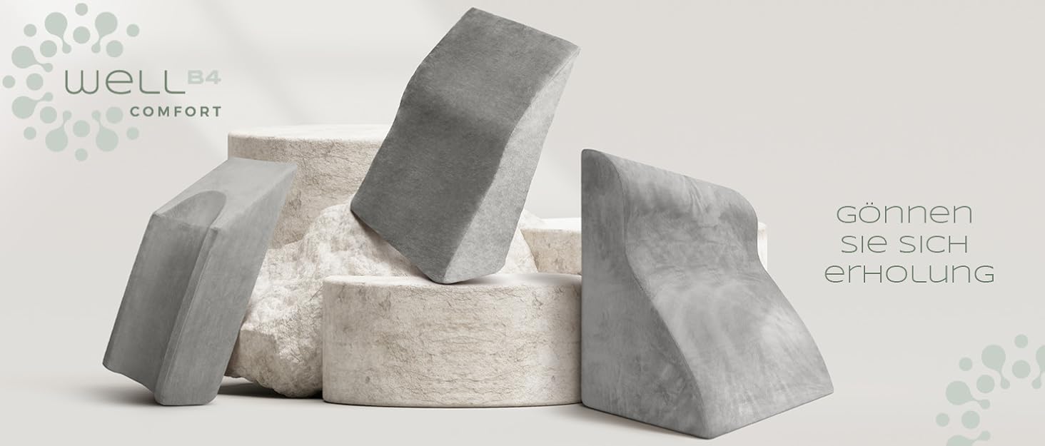 Піднімна подушка для ніг WELL B4 - середній розмір. Підтримка ніг та колін, ідеальна для лімфодренажу та венозної недостатності. Біла подушка-валик