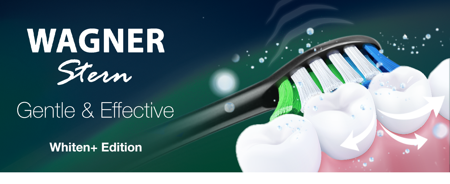 Електрична зубна щітка Wagner Stern WHITEN+ Edition з датчиком тиску. 5 режимів чищення, 3 рівні інтенсивності, 8 насадок, преміум-чохол. Зелена