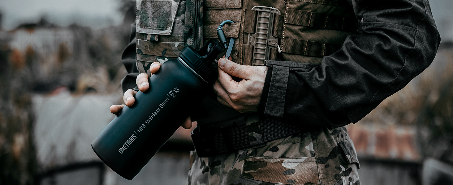Фляга спортивна OneTigris 0.9л (32oz) нержавіюча сталь, пляшка для води для велосипеда, кемпінгу, йоги, фітнесу (камуфляж)