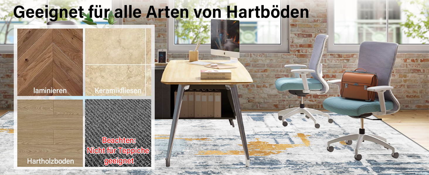 Підкладка під офісний стілець WTHYGB для захисту підлоги 90x150 см, ігрова, антиковзаюча, синьо-сіра