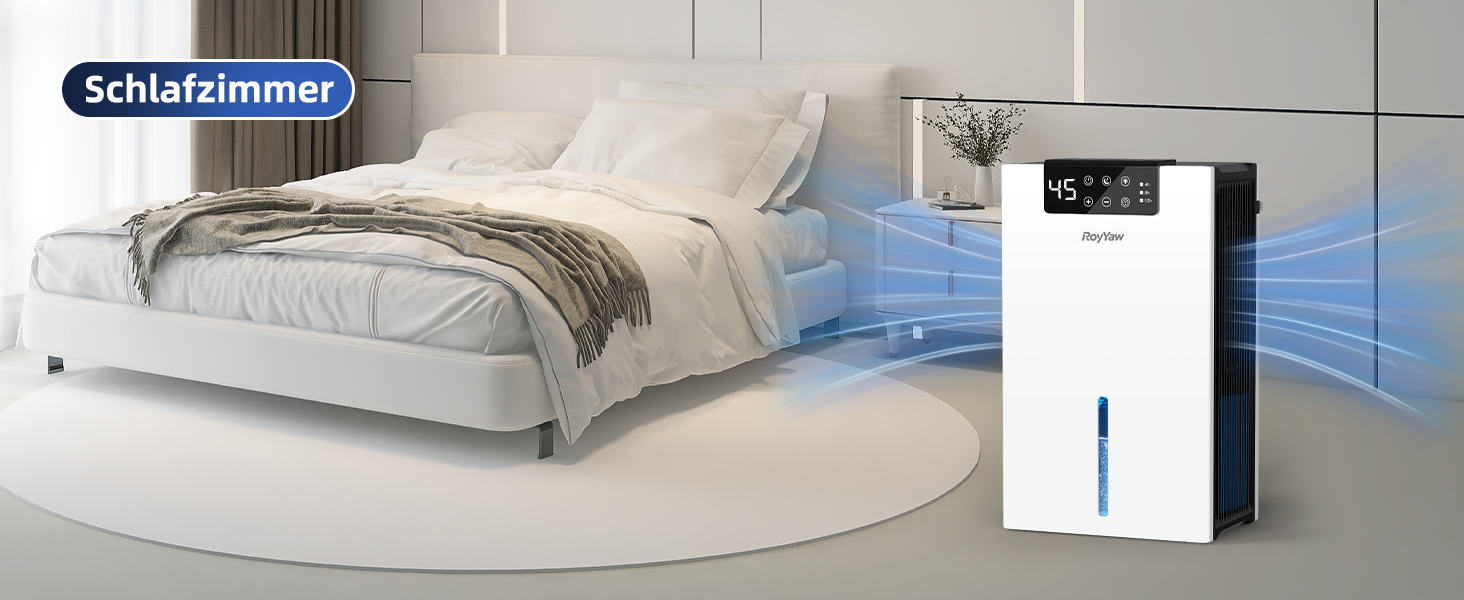 Електричний осушувач повітря 2700 мл з фільтром, тихий (28 дБ), з нічним режимом та 7 кольорами, білий