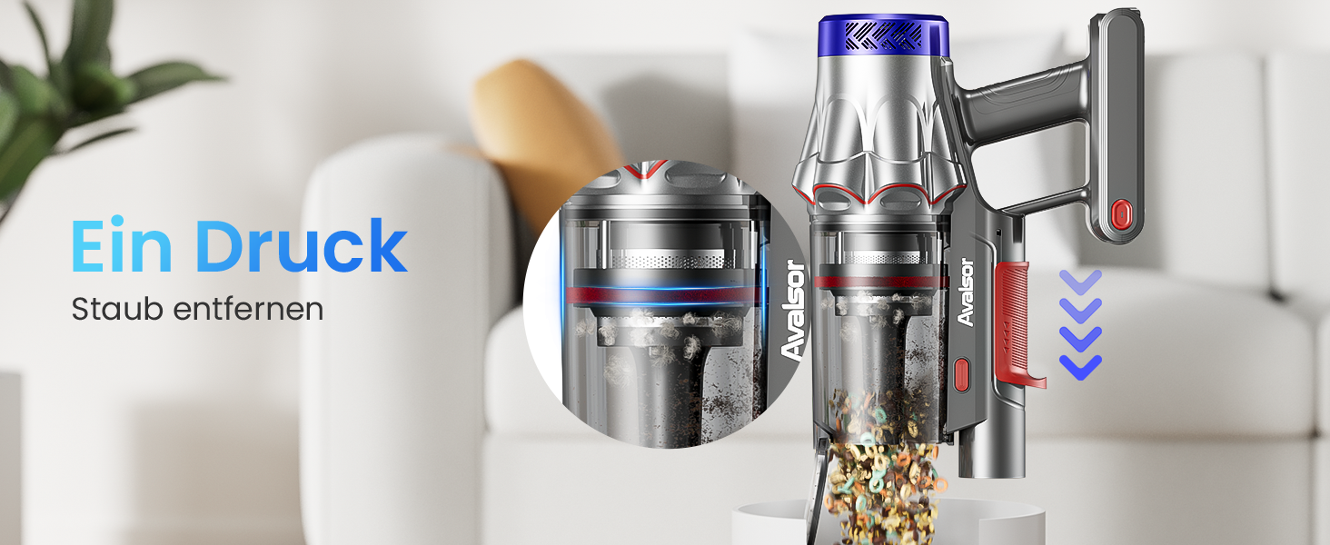 Бездротовий акумуляторний пилосос 48000Pa/580W/65Min, об'єм 1,8L, з функцією від'єднання пилу, антизаплутана щітка, 8-ступенева фільтрація. Підходить для килимів, шерсті тварин та твердих поверхонь. Колір: блакитний