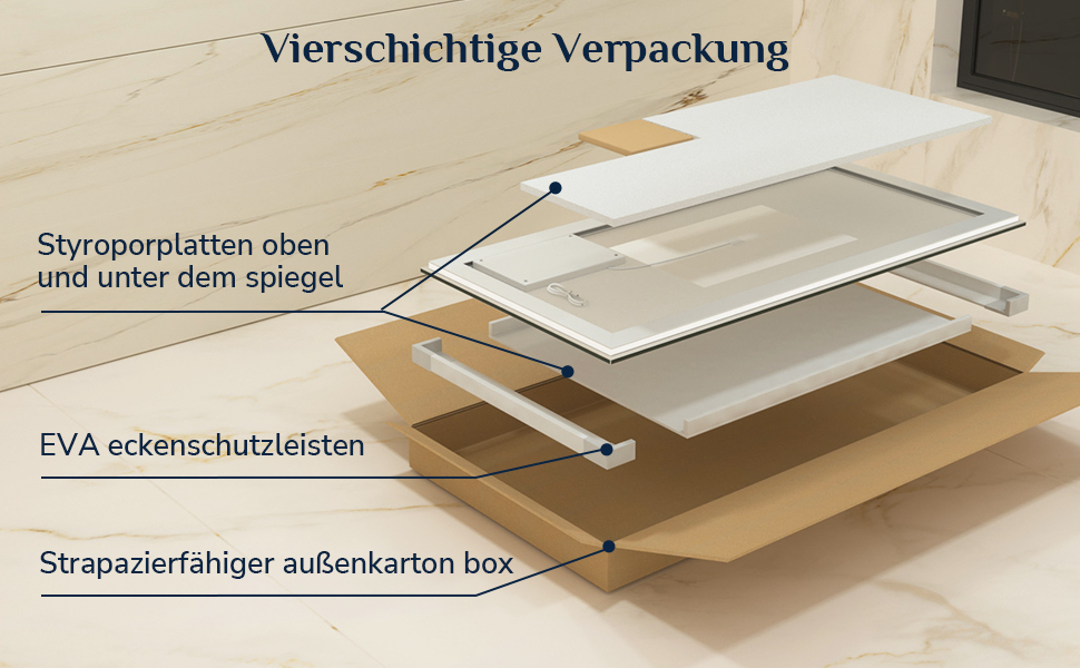 Дзеркало для ванної кімнати Keonjinn з підсвічуванням 50x70 см, без запотівання, LED, сенсорне керування, 3 кольори, регулювання яскравості, пам'ять, без рамки