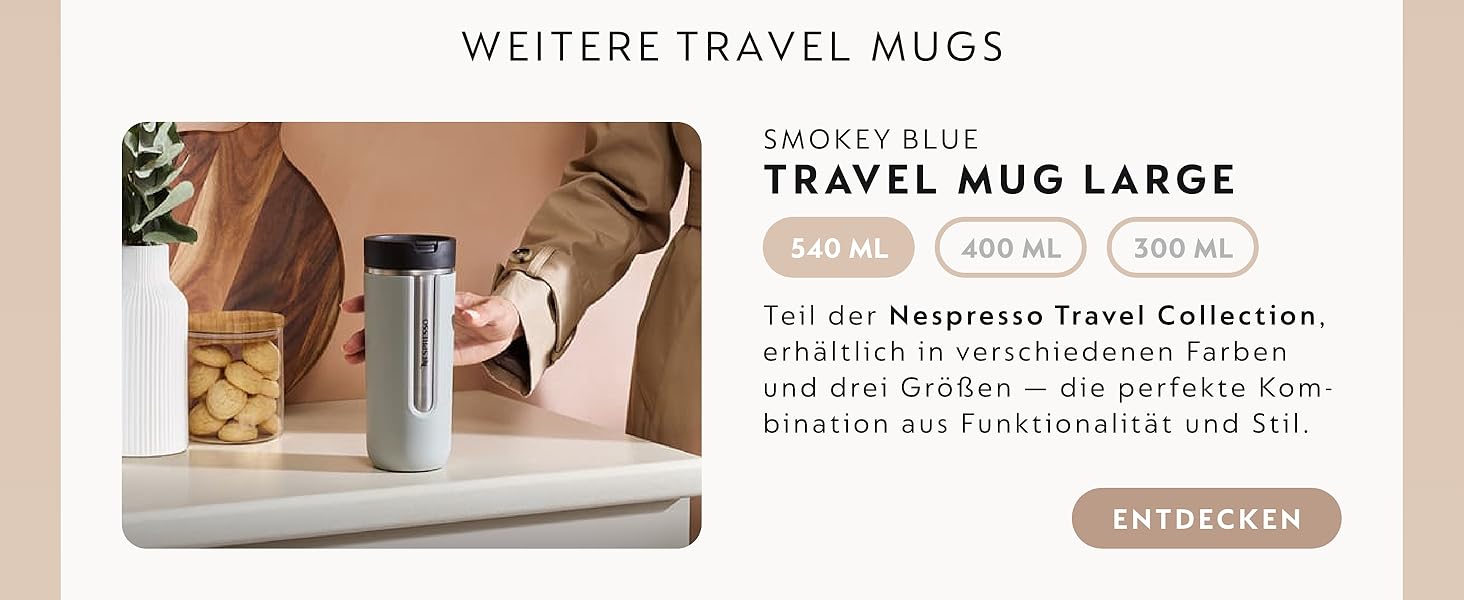 Термокружка Nespresso Touch з нержавіючої сталі, 345 мл, ізольована, витримує протікання