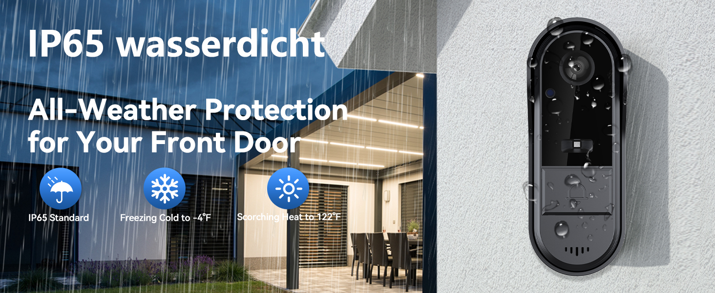 Відеодзвінок з камерою 1080P HD, бездротовий, IP65, водонепроникний, дисплей 4,3 дюйма, двостороння аудіо, нічне бачення, 170° кут огляду, автоматична фото/відео зйомка