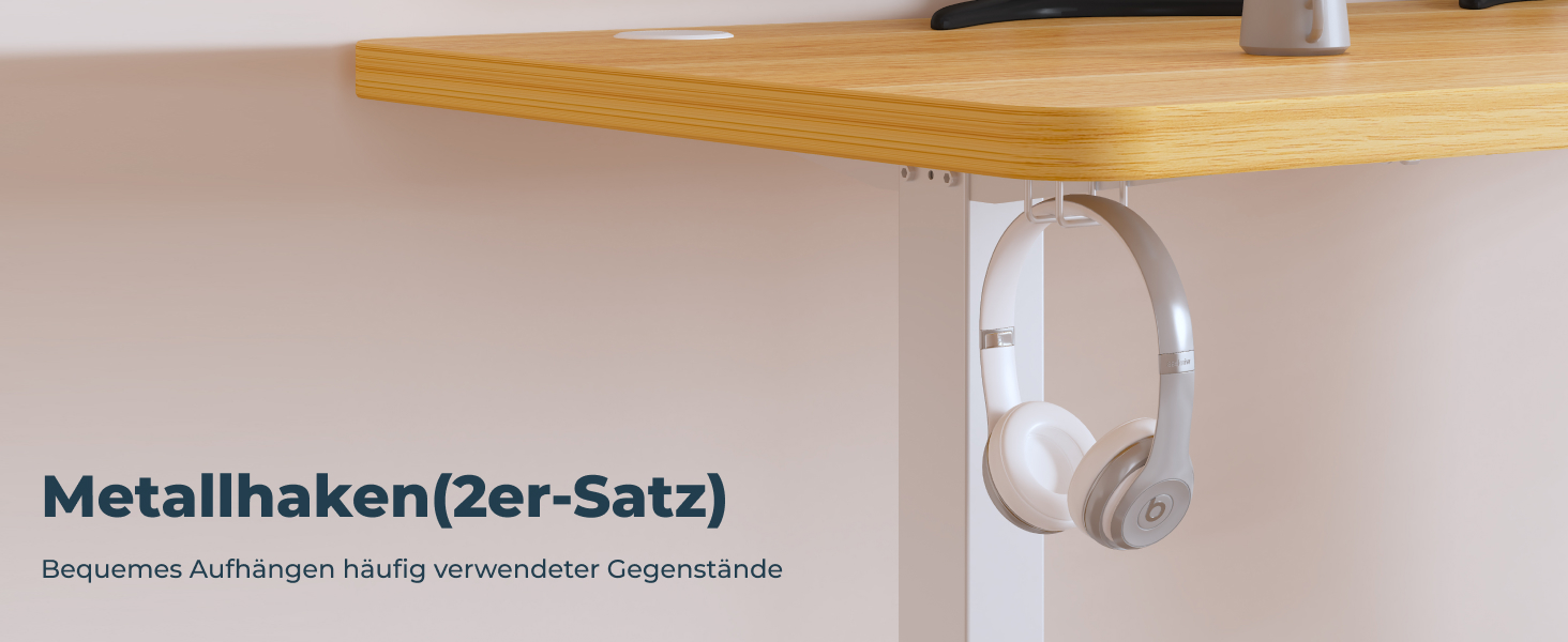 Регульований стіл FQ1 160x60 см з електропідйомом, з стільницею, для стоячи роботи, з комп'ютерним столом, гачком, блокуванням для дітей, функцією пам'яті для офісу та дому - Ahorn 160 x 60 см Білий + Ahorn