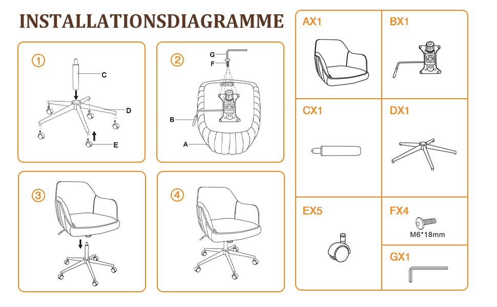 Офісне крісло BERYTH для дому та офісу, з велюру, до 136 кг, регульоване по висоті, поворотне на 360°, з м'якими роликами, для навчання, спальні, домашнього офісу, біле