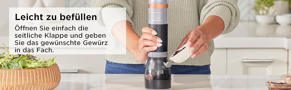 Кухонна паличка BlackDecker BCKM1011KGF, акумуляторний блендер, 5 рівнів, з кружкою та зарядним пристроєм