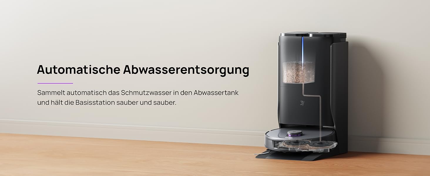 Робот-пилосос 3i P10 Ultra S з вологою ганчіркою, станція самостійного очищення, 18000 Па, для прибирання кутів, миття та сушіння, самостійне очищення та заправка, знімний моп, чорний