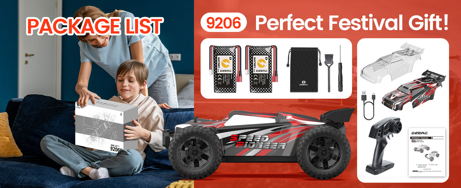 Радіокерований позашляховик DEERC 9206E 1:10 4WD, 48 км/год, 2 акумулятори, для дітей та дорослих