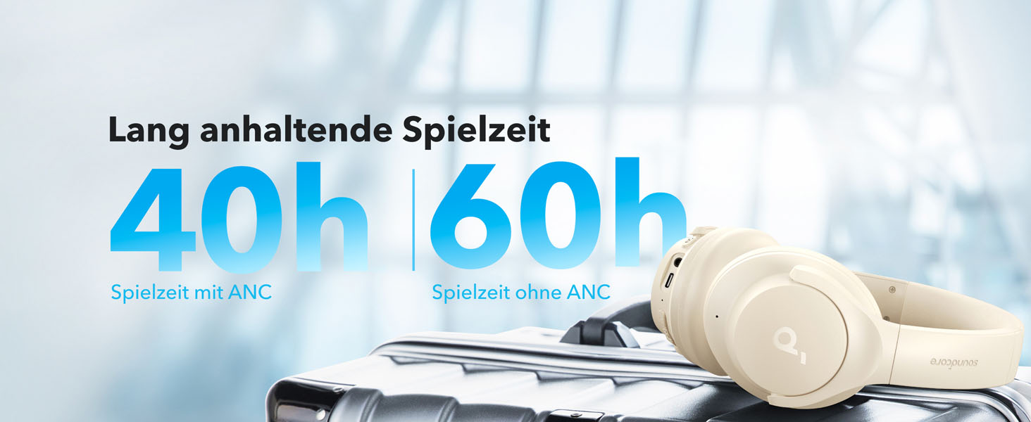 Бездротові накладні навушники Soundcore Q20i, ANC, час відтворення 40 годин, аудіо високої роздільної здатності, глибокі баси, додаток (білий)