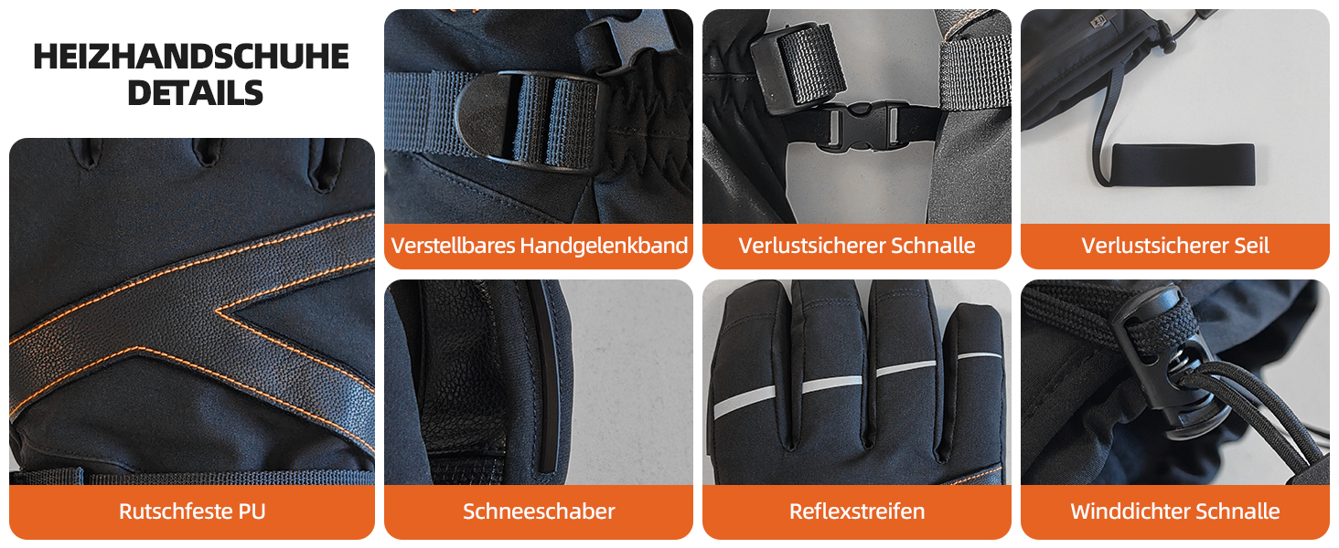 EBOSSOM Зимові рукавички для чоловіків та жінок, 7.4V водонепроникні теплі рукавички з підтримкою сенсорного екрану, вітрозахисні велосипедні рукавички для катання на лижах, піших прогулянок, їзди на мотоциклі та відпочинку