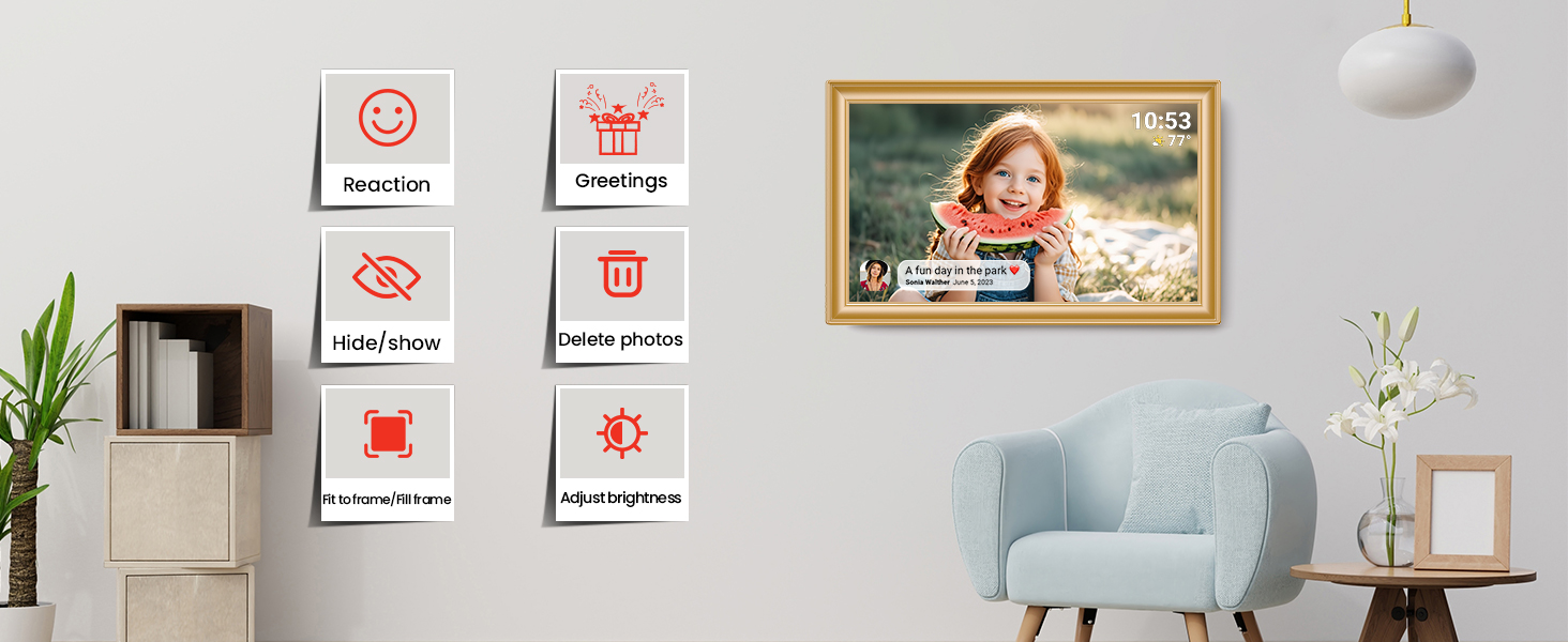 Цифровий фоторамка Frameo 10.1 дюйми, IPS, HD 1280x800, 32GB, Wi-Fi, автоповорот, Frameo App