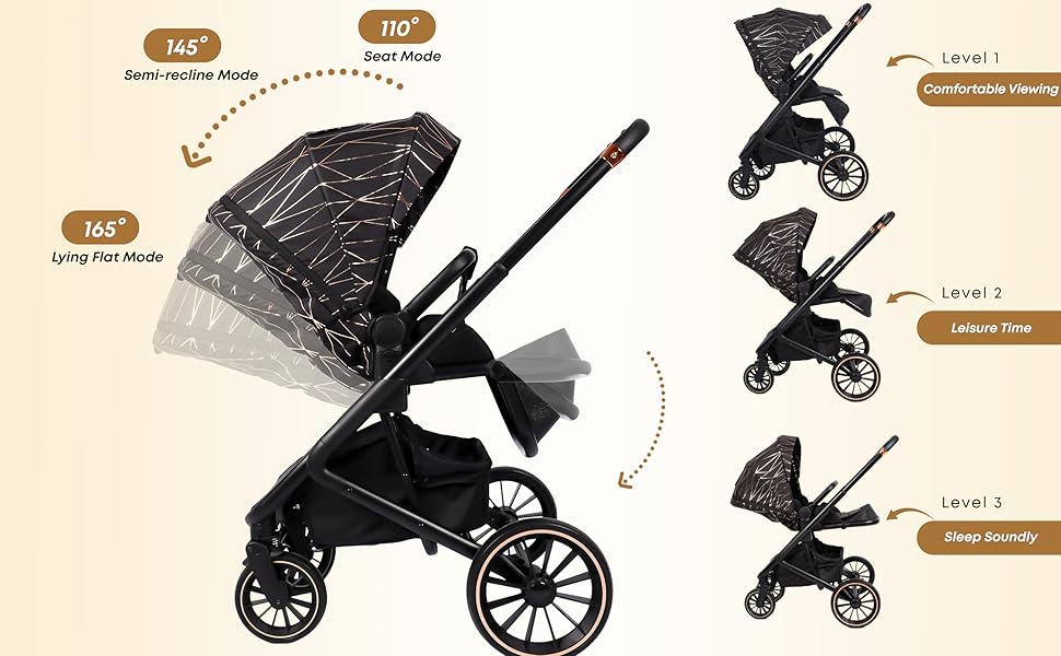 Дитяча коляска 2-в-1 BabyVoyage з люлькою та прогулянковим блоком, поворотні колеса 360°, амортизація, регульована ручка, складана, аксесуари, колір зелений (чорний-золотий)