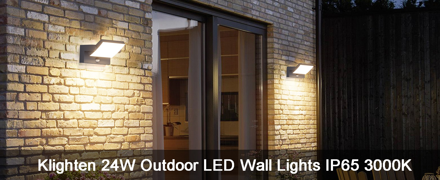 Світильник настінний вуличний Klighten 24W з датчиком руху, антрацит (RAL 7016), 3000K, IP65, 1500 Лм, алюміній