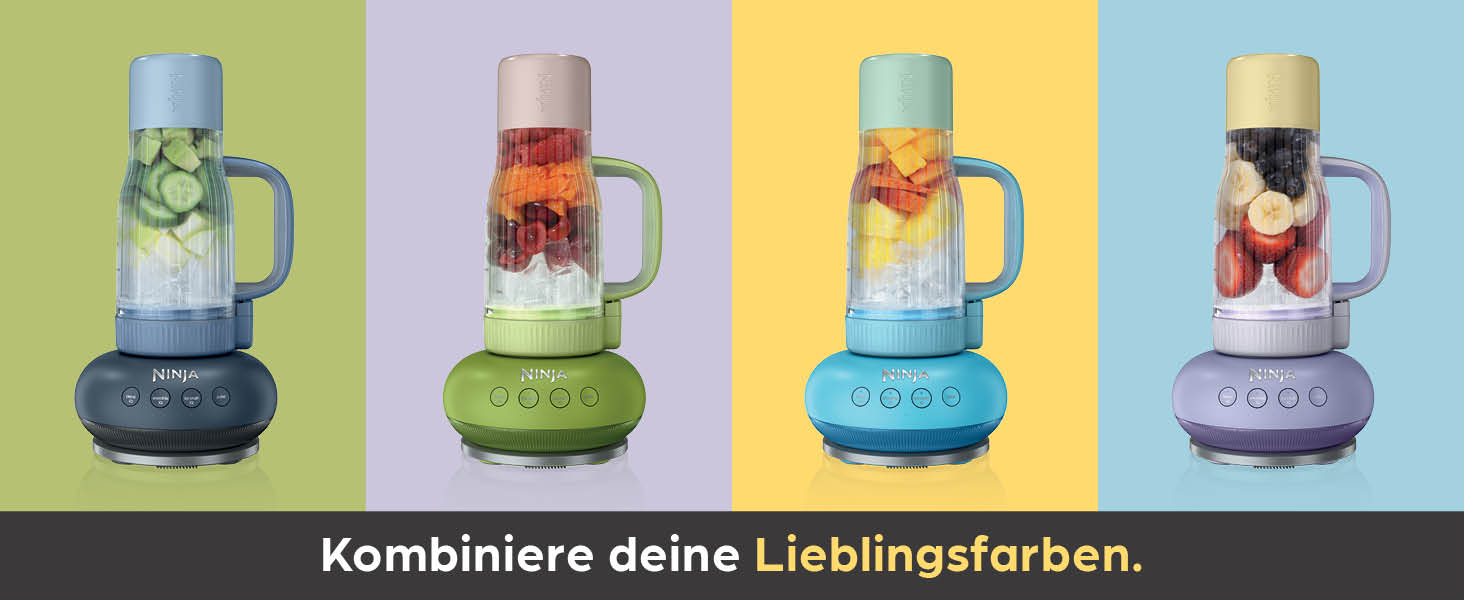 Блендер Ninja BlendBoss DB351EUBL з портативним стаканом: 3 автоматичні режими, блакитно-ягідний колір