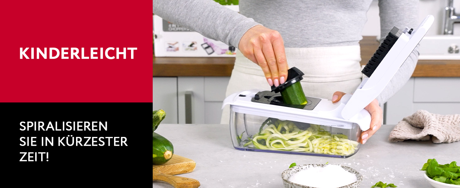 Набір для нарізки овочів та фруктів 9-в-1 (білий) - спіралізатор, шинкувальник, нарізчик