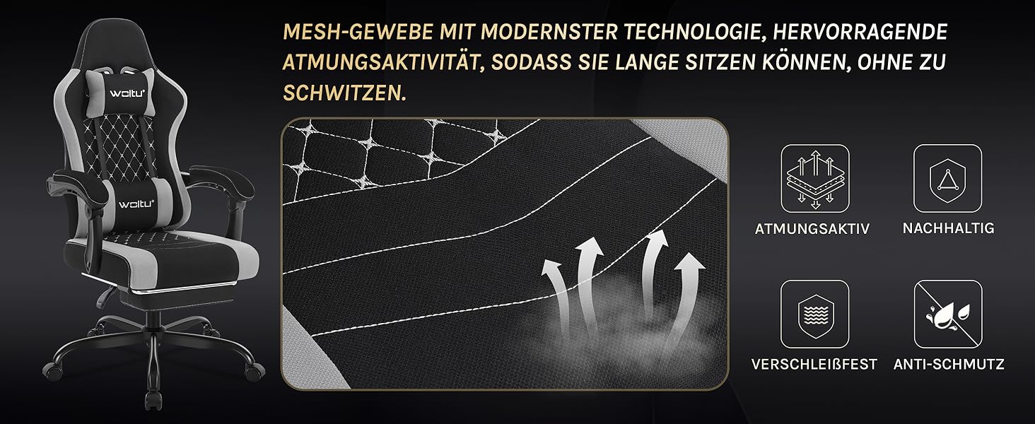 Ігровий крісло WOLTU з масажем, комп'ютерне ергономічне крісло, кишенькові пружинні подушки, поперекова масаж, підголовник, підніжка, поворотне крісло, 150 кг, Рожевий+Білий (Чорний+сірий, сітчаста тканина)