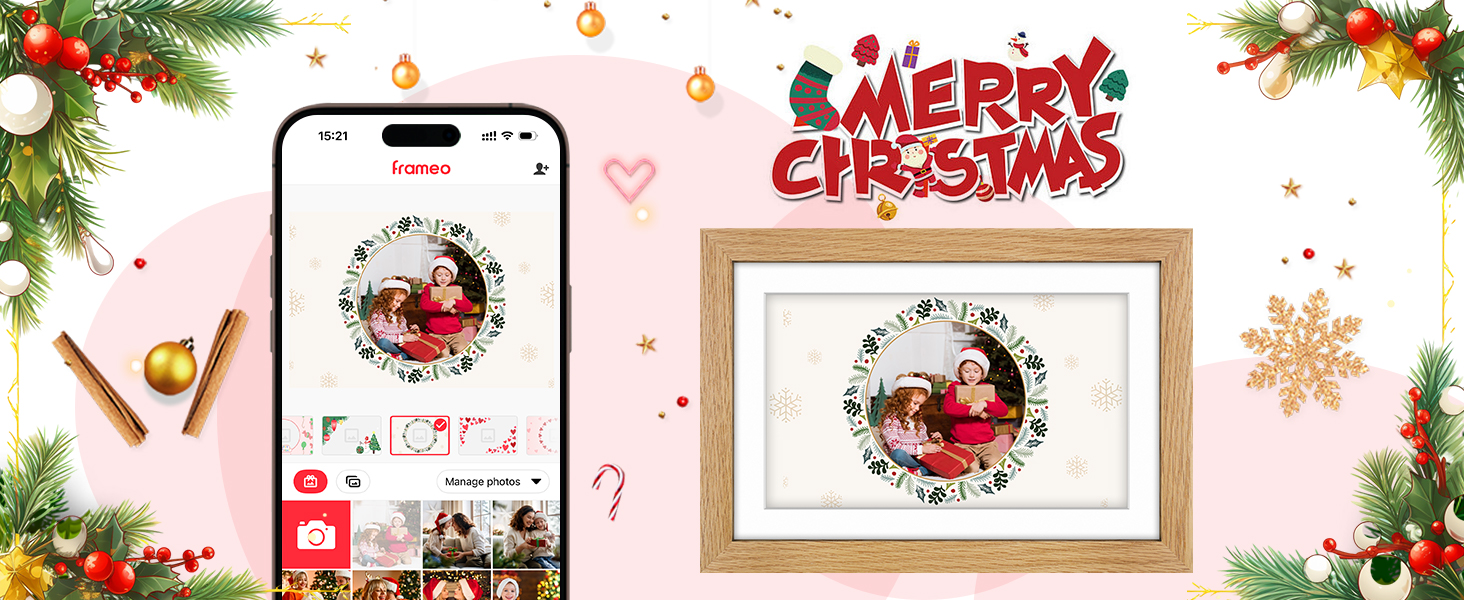 Цифровий фоторамка з дерева, Wi-Fi, 32GB, 10.1