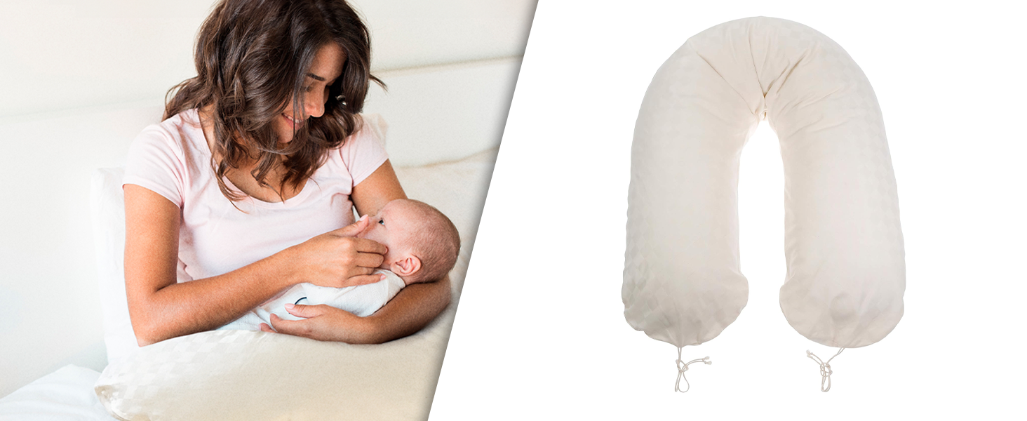 Подушка для годування Stillkissen XXL з органічної бавовни та наповнювачем з капоку | велика подушка для годування та пляшечки | вагітна подушка для сну на боці | антиалергенна та тиха | 190x30 см, кремовий колір, перкал