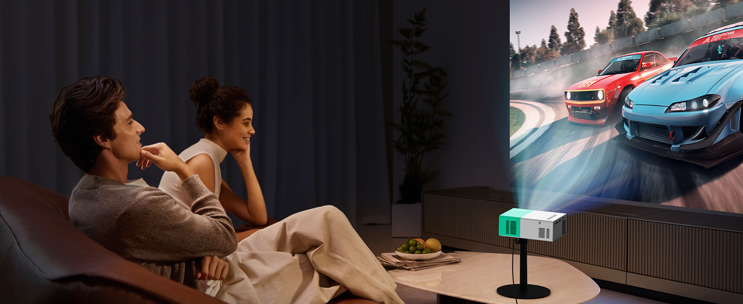 Портативний проєктор Mini Beamer YG300Plus: LED Pico проєктор для домашнього кінотеатру з HDMI, USB, Type-C та пультом дистанційного керування