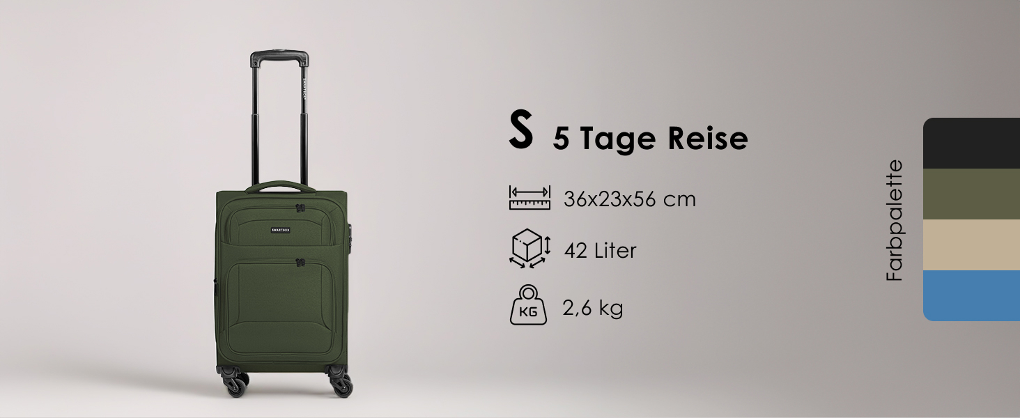 Набір валізак Smartbox (3 шт.) для жінок та чоловіків | Легкі та міцні валізи-ролери, розширювані, з кодовим замком, 4 колеса, чорний колір