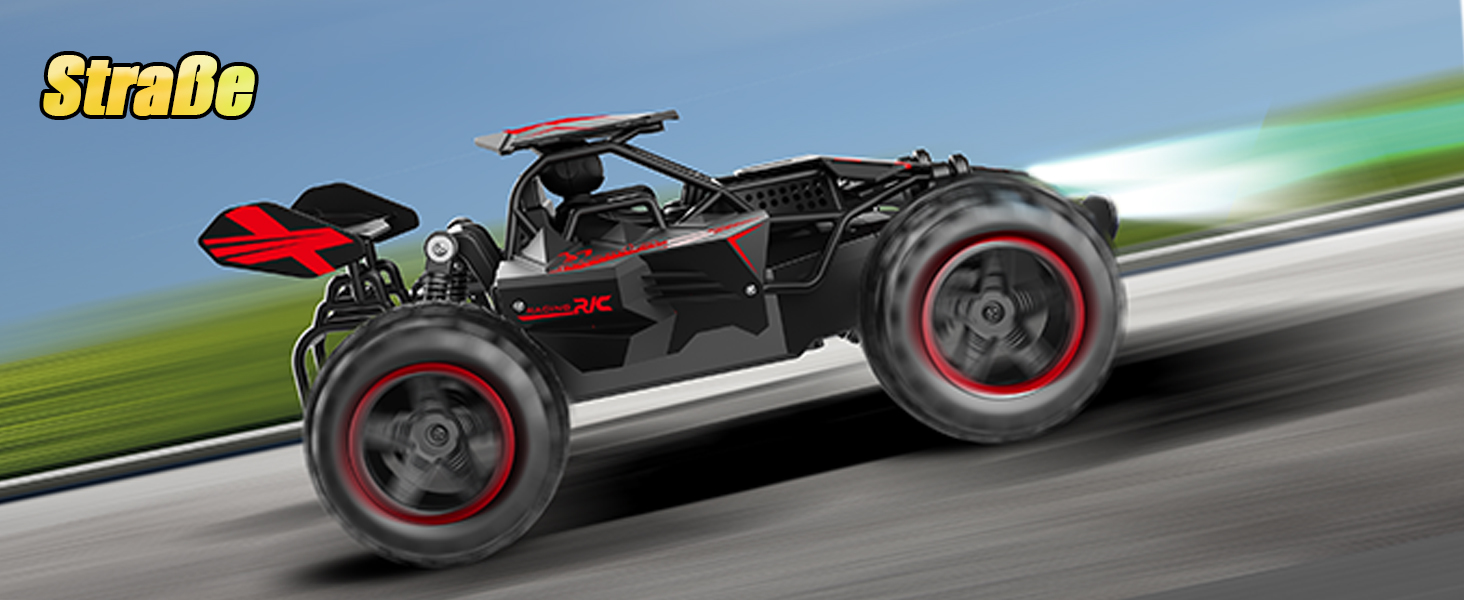 Радіокерований позашляховик 2.4GHz, LED підсвічування, швидкість 15+ км/год, іграшка для хлопчиків, чорно-червоний