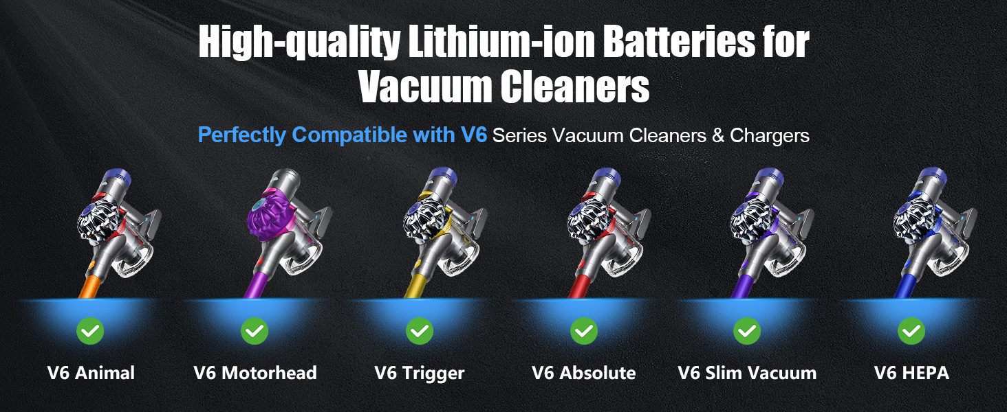 Акумулятор для пилососа Dyson V6 6000mAh Powtree (DC62, DC58, DC59, DC61, DC72, DC74) + 2 фільтри + захисна кришка