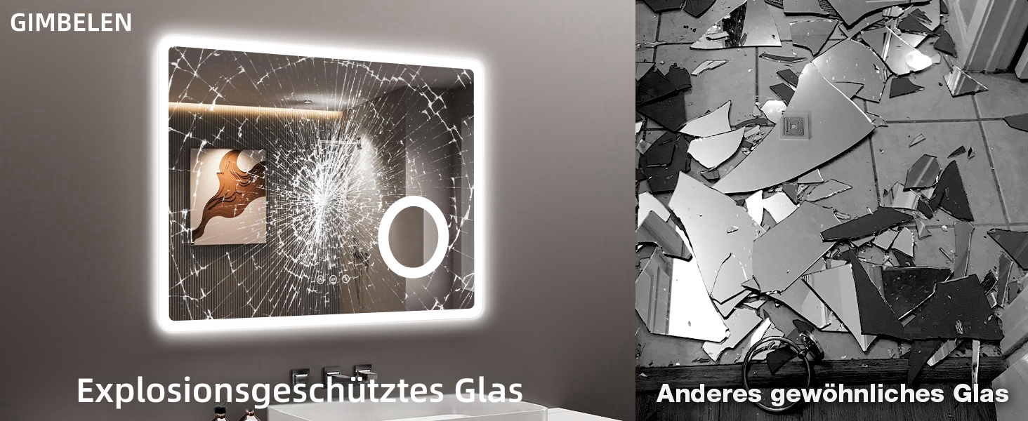 Дзеркало для ванної кімнати з LED-підсвічуванням GIMBELEN 80x60 см, прямокутне, сенсорне управління, регульована яскравість, 3 кольори світла, антизапарник, для вертикального/горизонтального монтажу