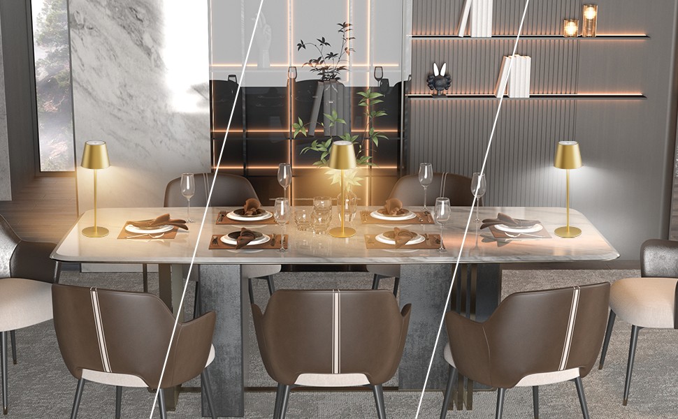 LED настільна лампа K-Bright 2 шт. з регулюванням яскравості, акумуляторна, бездротова, 3000K/4000K/6000K, USB-C, IP54, білий колір