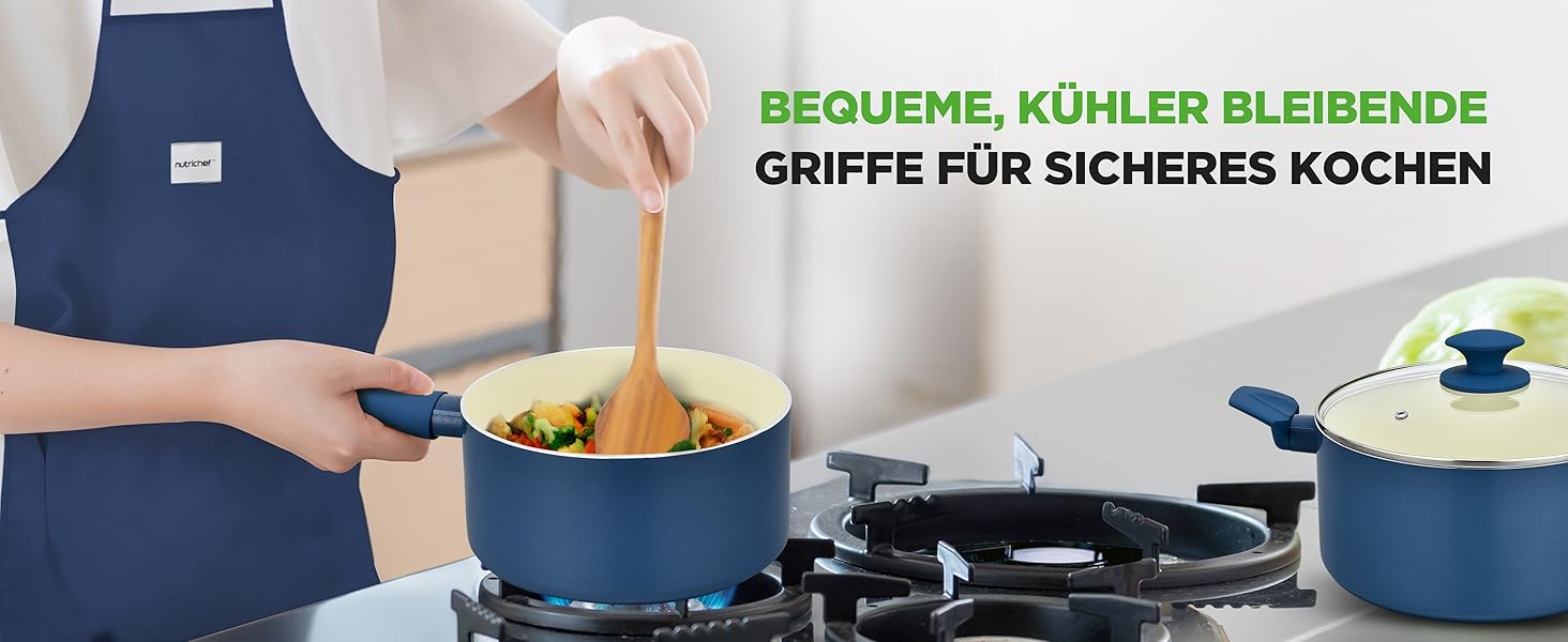 Набір посуду NutriChef 54 елементи: сковороди, каструлі, кухонні аксесуари, ножі, форми для випічки, для приготування здорової їжі (синій)