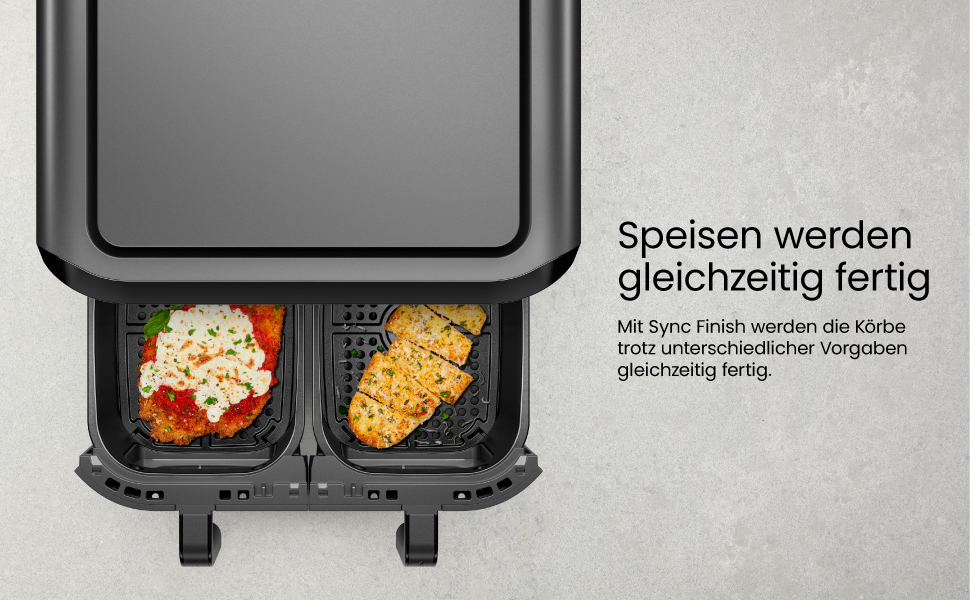 Фритюрниця повітряна CHEFMAN з подвійним кошиком 5.6L, цифрове управління, чорна