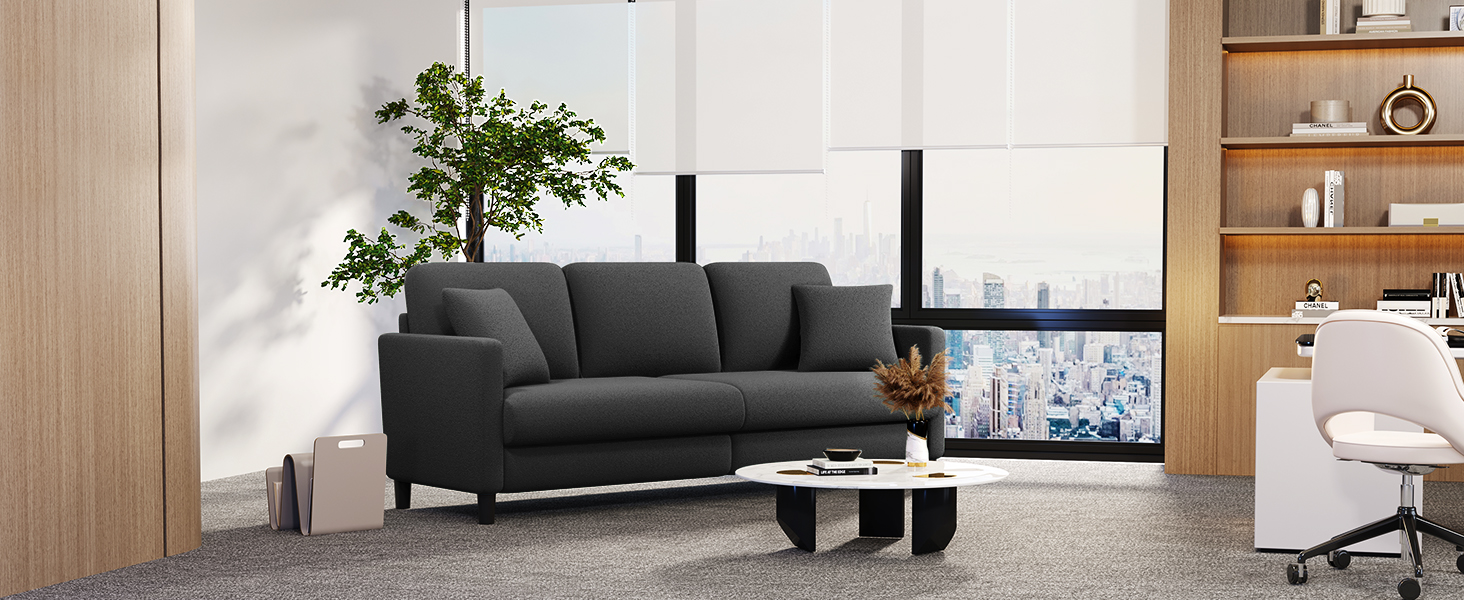 Двомісний диванчик, компактний диван для підліткової кімнати, зручний невеликий диван, легка збірка без інструментів, дивани з масиву дерева, невеликий диван для вітальні (сірий, 211 см)