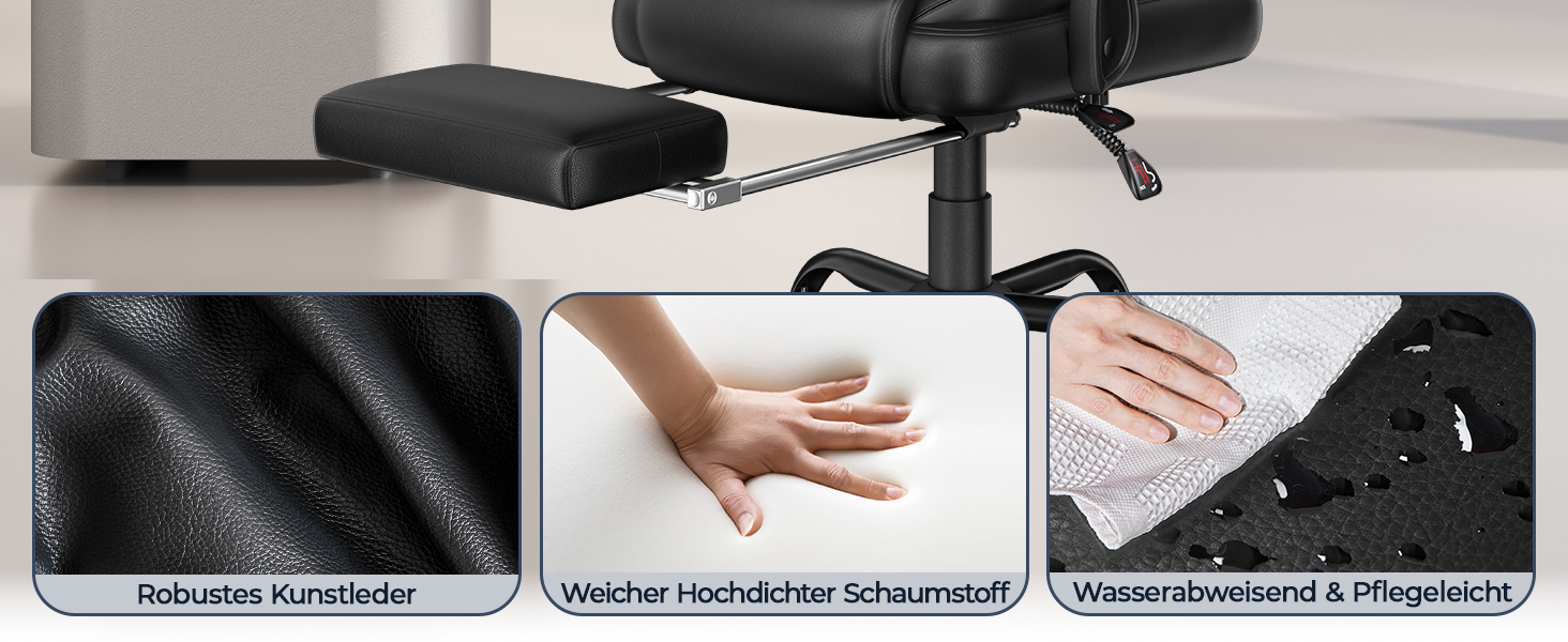 Ергономічне крісло Yaheetech для офісу, шезлонг з підставкою для ніг, комп'ютерне крісло з регульованими підлокітниками, висока спинка, регульована висота, для офісу, біле (чорне)