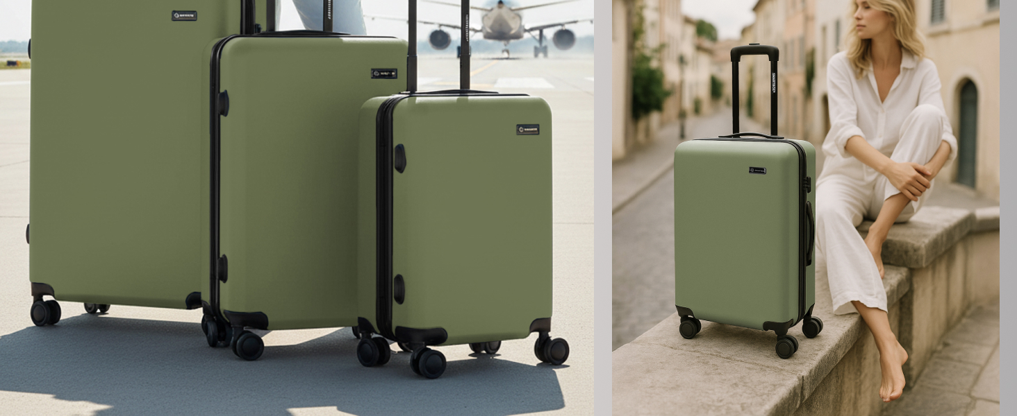 Набір валіз Smartbox Hartschalen 3-в-1 для жінок та чоловіків | Легкі та міцні валізи з ABS-пластику | 4 колеса та кодовий замок | Серія 05, колір Greige